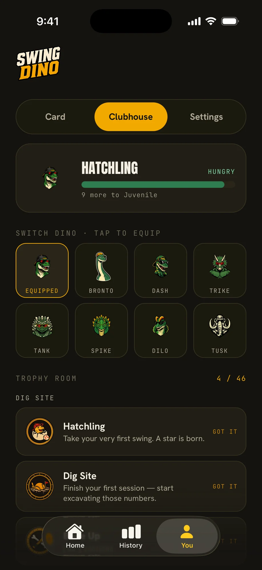 SwingDino app, Fill the Clubhouse